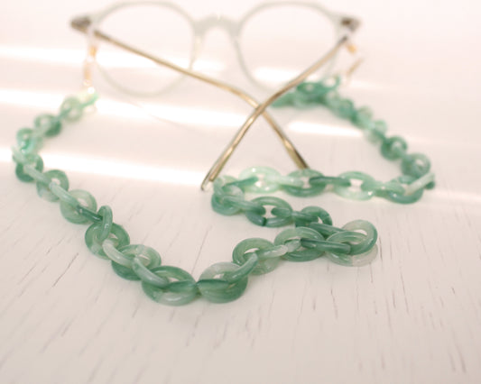 Green Jade Tortoise Glasses Mask chain necklace/Gift for Mom