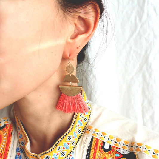 Pink Tracy Boho Ethnic Tassel earrings