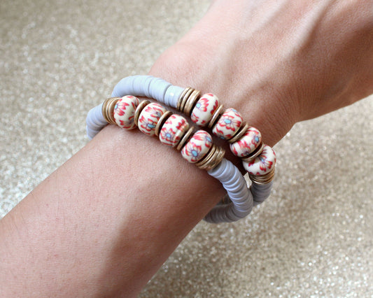 Jeremy Gray Ethnic printed beads Surfer Heishi Bracelet