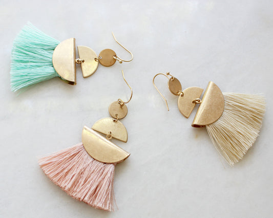 Tracy Boho Ethnic Tassel earrings Pastel color